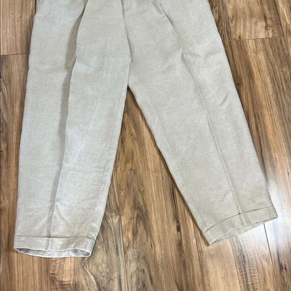 Vintage Banana Republic Linen Pleated Khaki Pants Sz 36/30